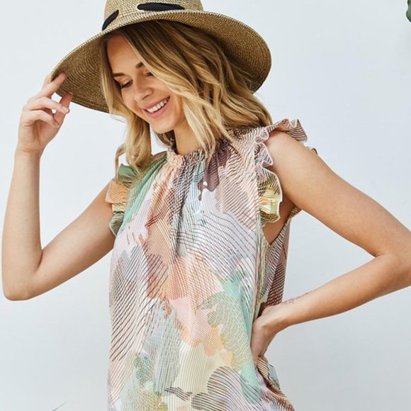 Sleeveless Boho Geometric Blouse - Picture 5 of 7